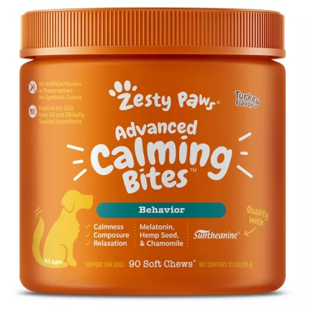 Zesty Paws Soothing Extra Bites with Melatonin for Dogs 90 ct Dog Anxiety Supplements