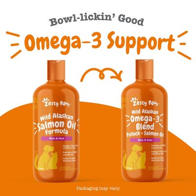 Image showing 6 th Zesty Paws Salmon Oil Skin and Coat Supplement for Dogs and Cats, 16 oz.