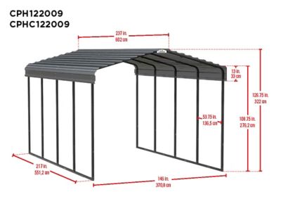 Image showing 5 th Arrow 12 ft. x 20 ft. Carport, Charcoal