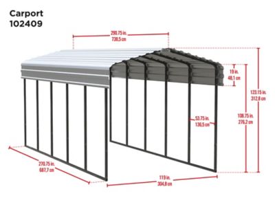 Image showing 5 th Arrow 10 ft. x 24 ft. Carport, Charcoal