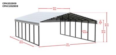 Image showing 5 th Arrow Carport, 20 ft. x 29 ft. x 9 ft. Charcoal, CPHC202909