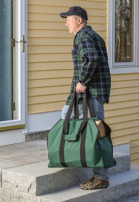 Image showing  24 in. Extra Heavy-Duty Polyester Firewood Bag, Green
