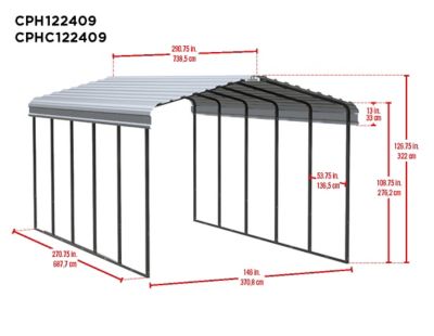 Image showing 5 th Arrow 12 ft. x 24 ft. Carport, Eggshell