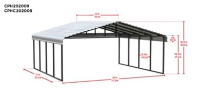 Image showing 5 th Arrow Carport, 20 ft. x 20 ft. x 9 ft. Eggshell, CPH202009