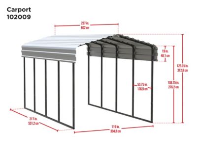 Image showing 5 th Arrow 10 ft. x 20 ft. Carport, Eggshell