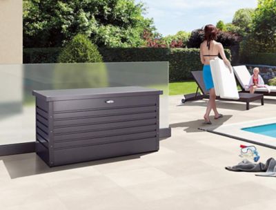 Image showing  120 gal. Leisure Time Steel Deck Storage Box, Dark Gray