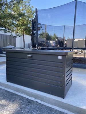 Image showing 5 th Biohort 120 gal. Leisure Time Steel Deck Storage Box, Dark Gray
