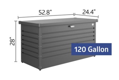 Image showing 9 th Biohort 120 gal. Leisure Time Steel Deck Storage Box, Dark Gray