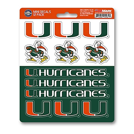 Fanmats Miami Hurricanes Mini Decals, 12-Pack