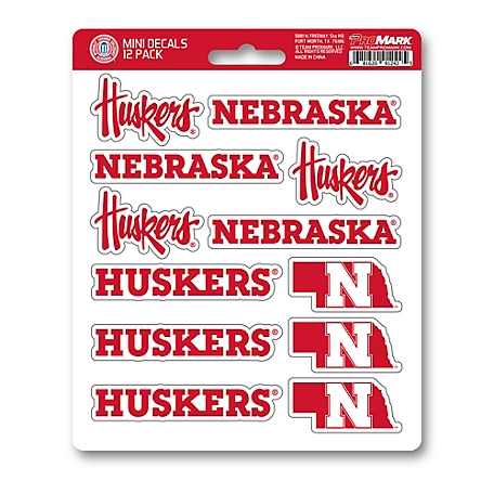 Fanmats Nebraska Cornhuskers Mini Decals, 12-Pack