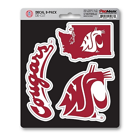 Fanmats Washington State Cougars Decals, 3-Pack