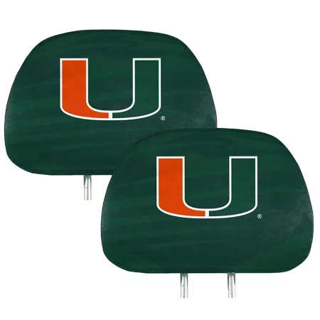 Fanmats Miami Hurricanes Printed Headrest Covers 2-Pack Seat Covers