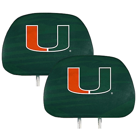 Fanmats Miami Hurricanes Printed Headrest Covers, 2-Pack