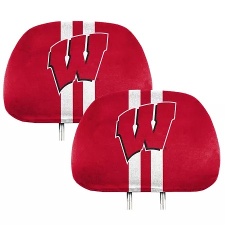 Fanmats Wisconsin Badgers Printed Headrest Covers 2-Pack Seat Covers