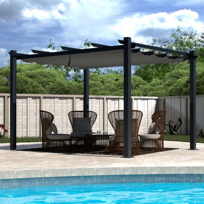 Veikous 10 ft. x 13 ft. Aluminum Outdoor Patio Pergola with Retractable Sun Shade Canopy Cover