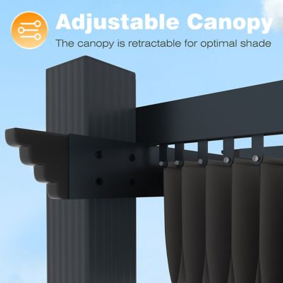 Image showing  10 ft. x 13 ft. Aluminum Outdoor Patio Pergola with Retractable Sun Shade Canopy Cover