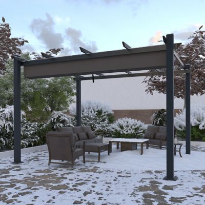 Image showing 9 th Veikous 10 ft. x 13 ft. Aluminum Outdoor Patio Pergola with Retractable Sun Shade Canopy Cover