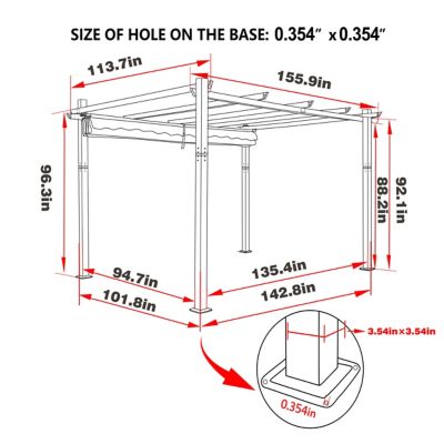 Image showing  10 ft. x 13 ft. Aluminum Outdoor Patio Pergola with Retractable Sun Shade Canopy Cover