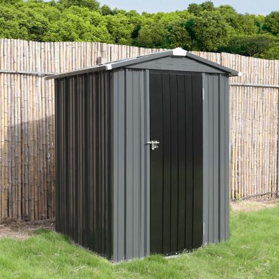 Veikous Outdoor Garden Tool Storage Metal Shed with Lockable Door & Air Vent, Steel Construction