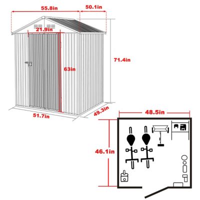 Image showing  4 x 4ft. Metal Outdoor Storage Shed for Garden with Door and Lock