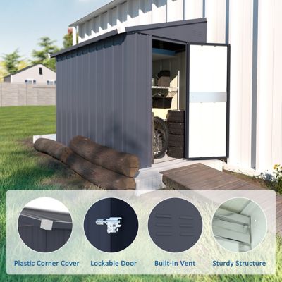 Image showing  4 ft. x 6 ft. Outdoor Garden Storage Shed with Lean-To Roof for Backyard