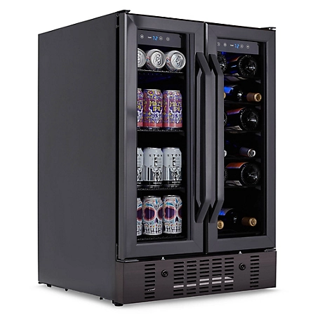 NewAir 24 in. Built-In Dual Zone 18 Bottle & 58 Can Wine & Beverage Refrigerator & Cooler in Black Stainless Steel, NWB076BS00