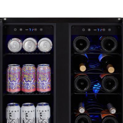 Image showing  24 in. Built-In Dual Zone 18 Bottle & 58 Can Wine & Beverage Refrigerator & Cooler in Black Stainless Steel, NWB076BS00