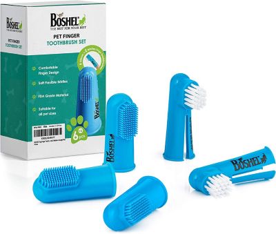 Boshel Dog Finger Toothbrush Set - 8 Pack Includes 6 Silicone Bristle + 2 Nylon Bristle Dog & Cat Toothbrushes, 3D-ZR5F-RHGB