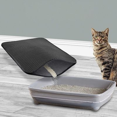 Image showing  Cat Litter Mat - 30 in. x 24 in. Honeycomb Design Litter Mat - Double-Layer Cat Mat Litter Rug