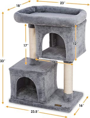 Image showing  33 in. Cat Tree House with 2 Condos and 2 Sisal Scratching Posts