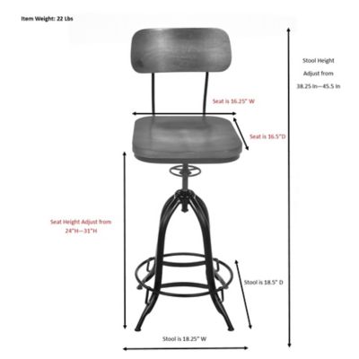 Image showing 5 th Carolina Chair & Table Mason Adjustable Stool, 31 in.