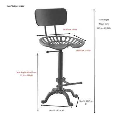 Image showing  Tractor Seat Stool with Back, 33 in.