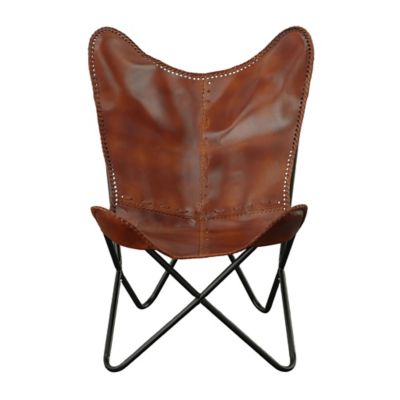Image showing  31.5 in. x 31.5 in. x 34.5 in. Monroe Leather Butterfly Chair