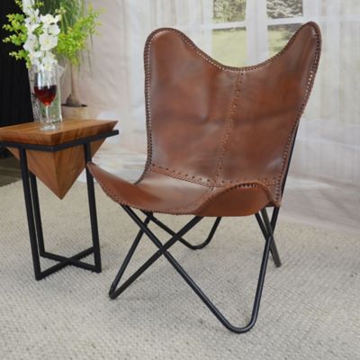 Image showing  31.5 in. x 31.5 in. x 34.5 in. Monroe Leather Butterfly Chair