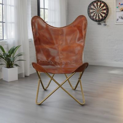 Image showing  31.5 in. x 31.5 in. x 34.5 in. Monroe Leather Butterfly Chair