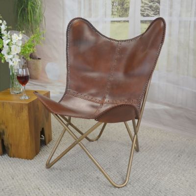 Image showing  31.5 in. x 31.5 in. x 34.5 in. Monroe Leather Butterfly Chair