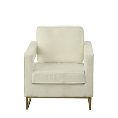 Image showing  20.25 in. x 26.15 in. x 18.5 in. Adadon Velvet Upholstered Armchair, Cream/Gold