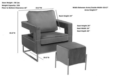 Image showing  20.25 in. x 26.15 in. x 18.5 in. Adadon Velvet Upholstered Armchair, Cream/Gold