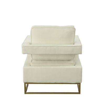 Image showing  20.25 in. x 26.15 in. x 18.5 in. Adadon Velvet Upholstered Armchair, Cream/Gold