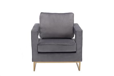 Image showing  20.25 in. x 26.15 in. x 18.5 in. Adadon Velvet Upholstered Armchair