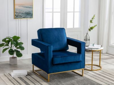 Image showing  20.25 in. x 26.15 in. x 18.5 in. Adadon Velvet Upholstered Armchair