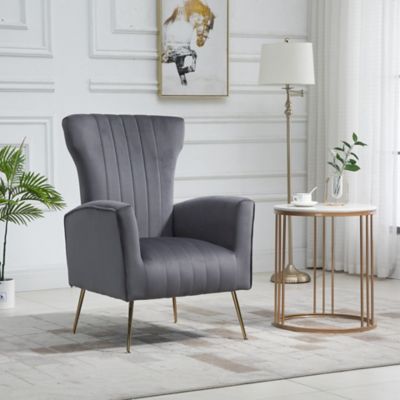 Image showing 5 th Carolina Chair & Table 18.75 in. x 20.75 in. x 18.5 in. Cela Upholstered Velvet Wingback Chair