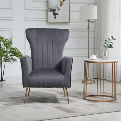 Image showing 6 th Carolina Chair & Table 18.75 in. x 20.75 in. x 18.5 in. Cela Upholstered Velvet Wingback Chair