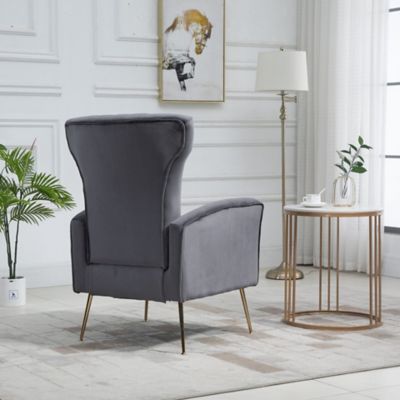Image showing 7 th Carolina Chair & Table 18.75 in. x 20.75 in. x 18.5 in. Cela Upholstered Velvet Wingback Chair