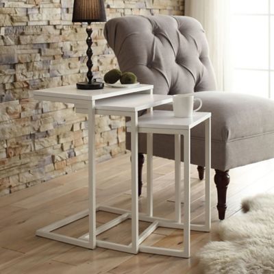 Image showing 5 th Carolina Chair & Table 3 pc. Addison Nesting Table Set, White