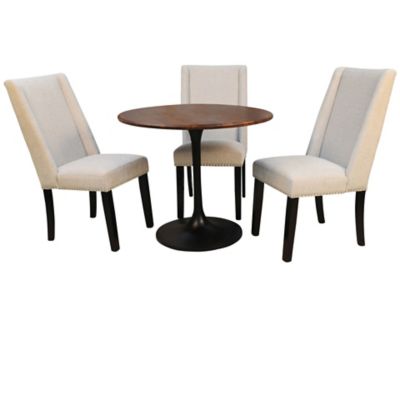Image showing  Alden Wood-Top Round Dining Table for 4 People