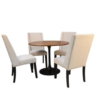 Image showing 3 th Carolina Chair & Table Alden Wood-Top Round Dining Table for 4 People