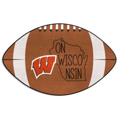 Fanmats Wisconsin Badgers Southern Style Football Shaped Mat