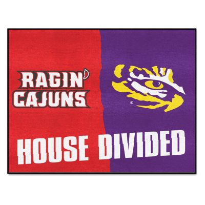 Fanmats Louisiana-Lafayette Ragin Cajuns/LSU Tigers House Divided Mat