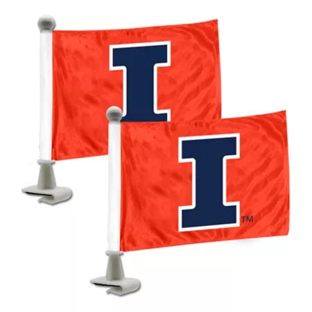 Fanmats Illinois Fighting Illini Ambassador Flags 2 Pack Vehicle Emblems & Decals